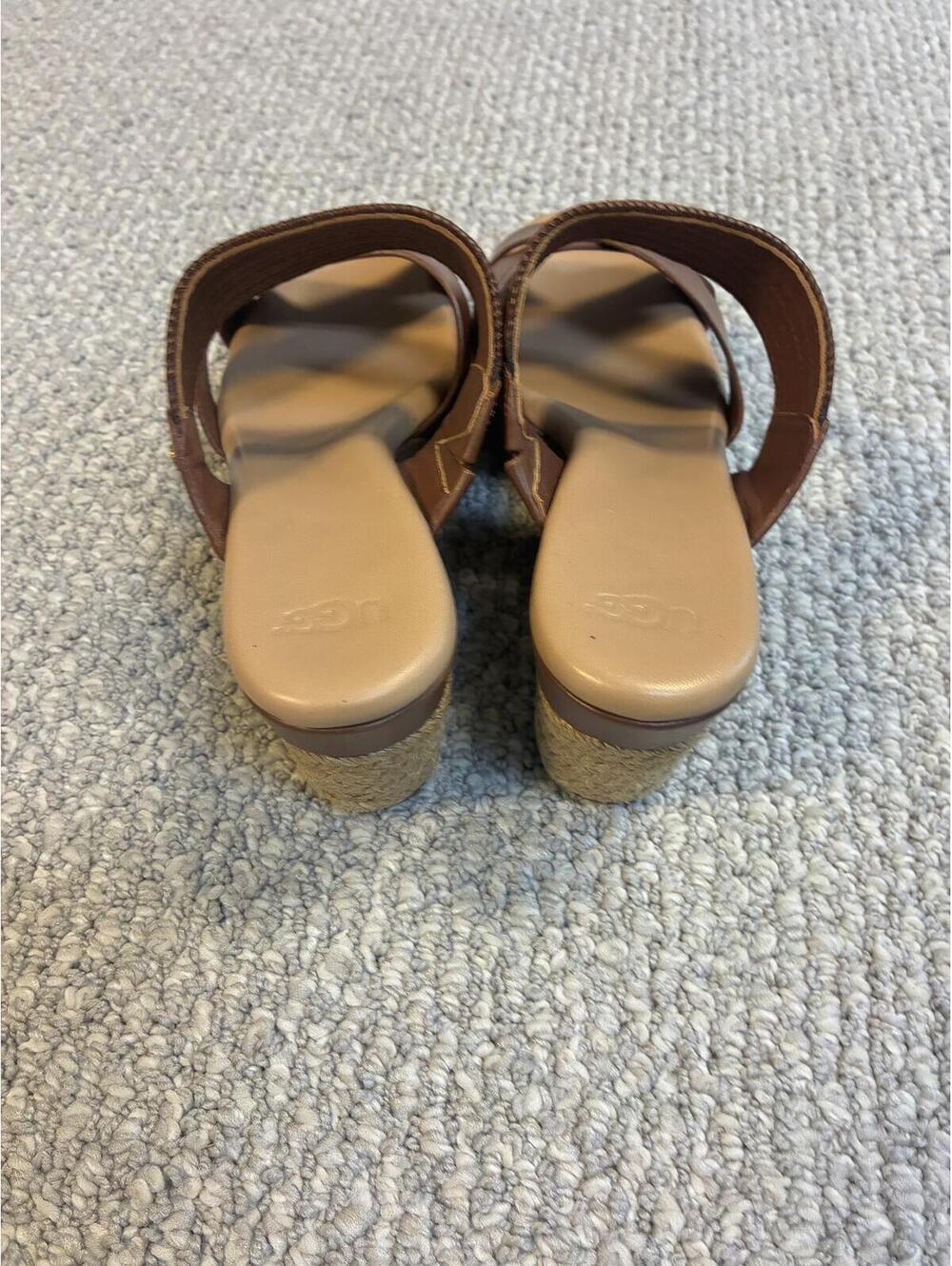 UGG Adriana Brown Leather Slide Sandals Size 8 New With Box - Picture 3 of 11